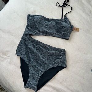 BNWT Black Women's Cutout Swimsuit - one piece - sparkly